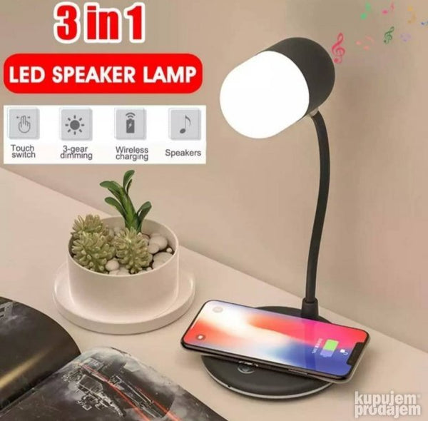 LED lampa sa Bluetooth zvučnikom i bežičnim punjačem