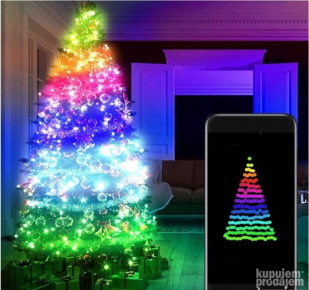Pametne LED lampice za jelku, 10 m sa daljinskim