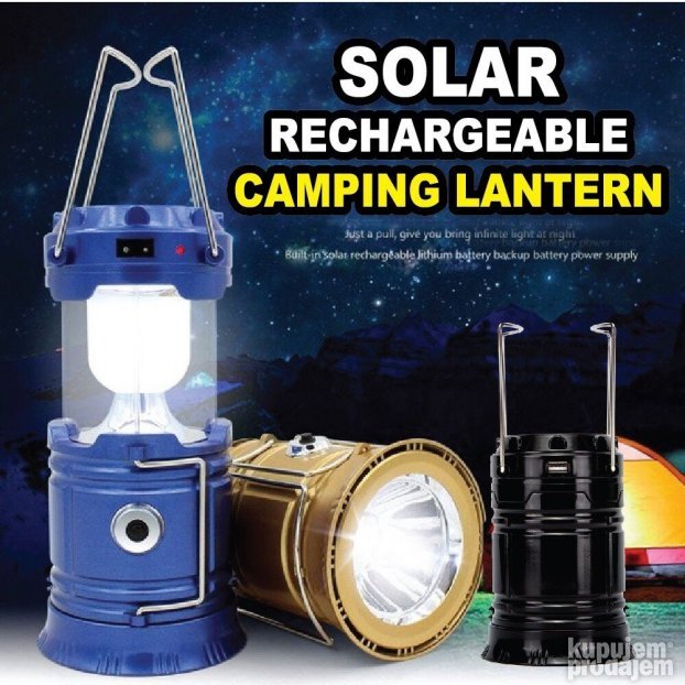 Kamp fenjer sa solarnim panelom i USB izlazom
