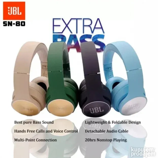 Sklopive Bluetooth slušalice SN80 sa AUX i karticom