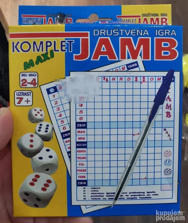 Jamb društvena igra sa 6 kockica i talonima