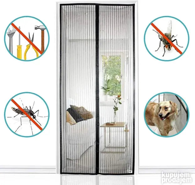 Magnetna mreža za vrata protiv insekata 210 x 100 cm