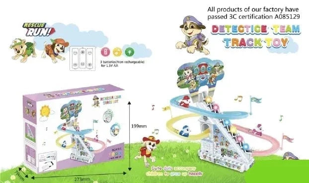 Tobogan igračka sa pokretnim stepenicama i 3 figure