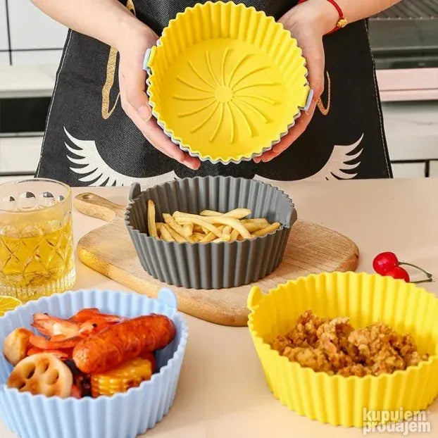 Silikonska posuda za fritezu i rernu sa ručkama