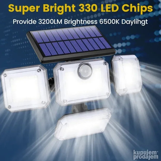 Solarni reflektor sa 333 LED dioda, senzorom i daljinskim