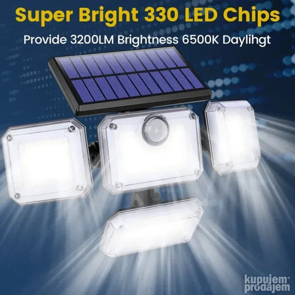 Solarni reflektor sa 333 LED dioda, senzorom i daljinskim