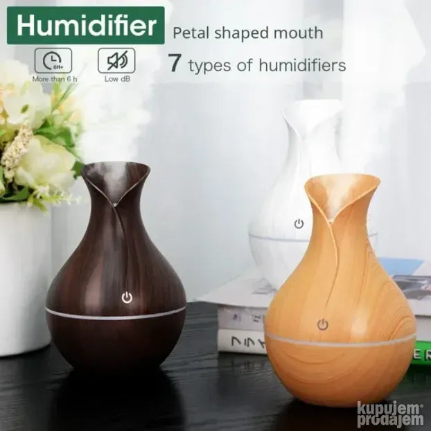 Aroma difuzer 200 ml u kombinaciji drveta i ABS-a, USB