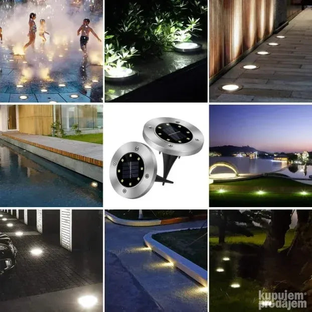 Solarne baštenske lampe, 8 komada sa po 12 dioda