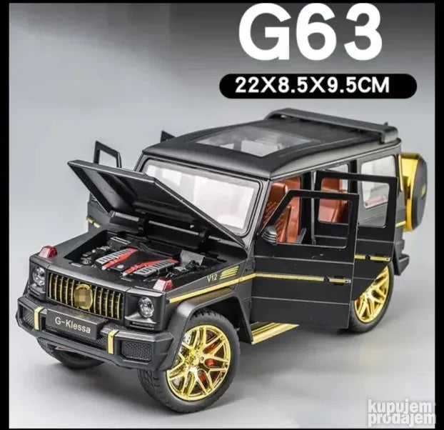 Metalni model Mercedes G63 crni, razmera 1:24