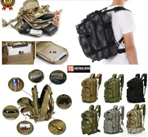 Taktički ranac od najlona sa MOLLE sistemom, tri zapremine
