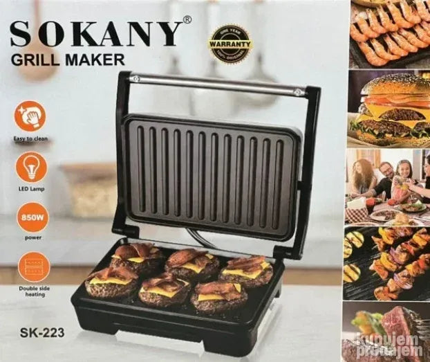 Toster za sendviče i mini roštilj 2u1, 850 W