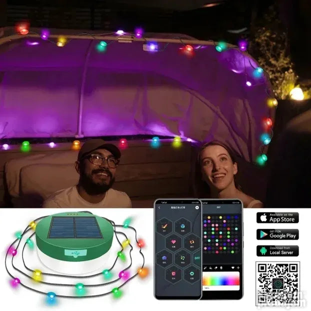 Solarna RGB svetlosna traka za kamp i terasu, 33 diode