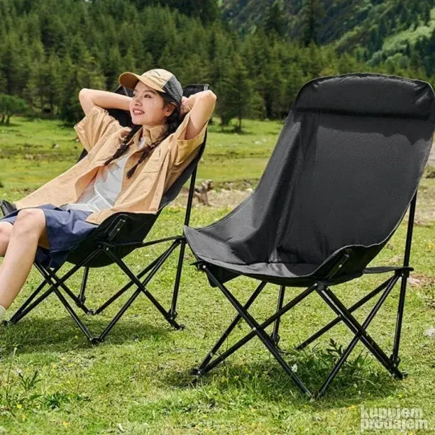 Sklopiva stolica za kampovanje i pecanje sa bočnim džepom