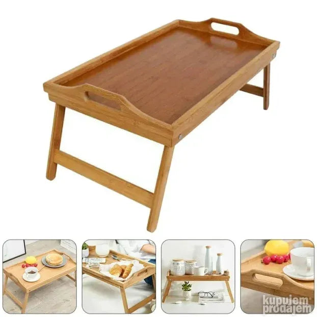 Bambus poslužavnik sto za krevet 50 x 30 cm