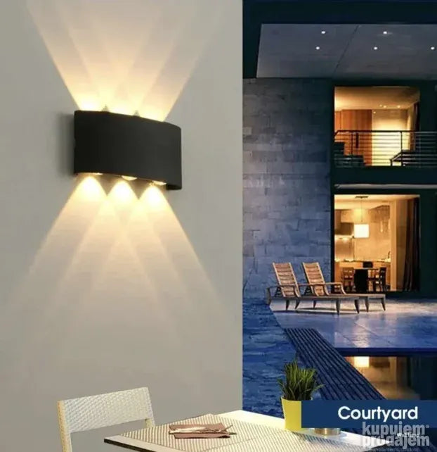 Zidna fasadna lampa u crnom aluminijumu, IP65