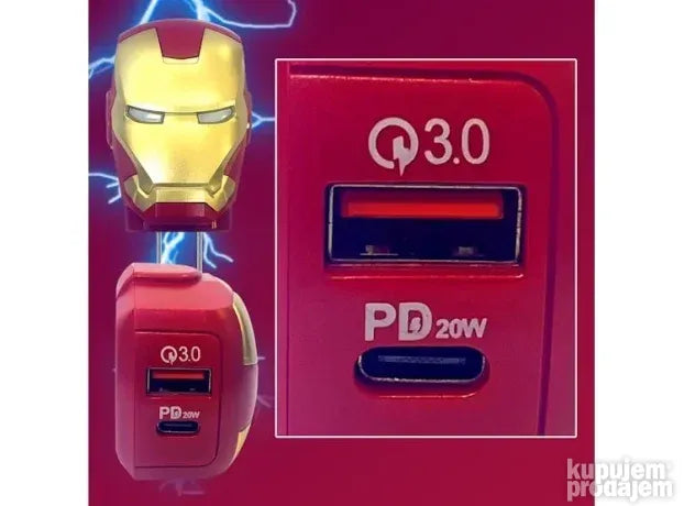 Punjač za telefon PD 20 W sa USB-C i USB-A izlazom