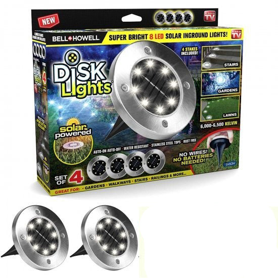 Solarna svetla disk — 4 kom, po 8 LED sijalica - slika 1