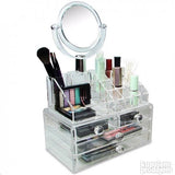 Plastični organizator za šminku sa ogledalom i 4 fioke