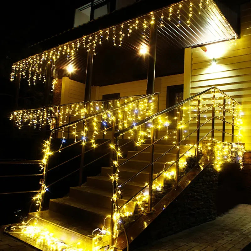 LED zavesa 6 m sa nizovima, 200 dioda – topla žuta – slika 3