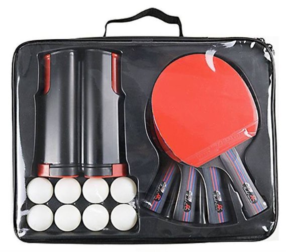Set za stoni tenis: 4 reketa, 8 loptica i mreža