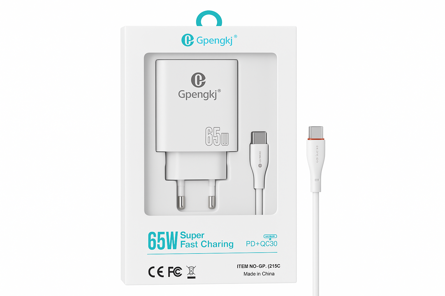 GaN punjač 65W sa USB-C kablom – za laptop i telefon – slika 3