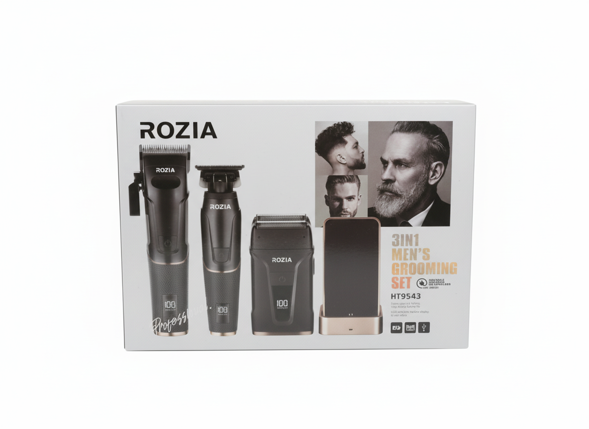 ROZIA 3u1 Set za Muskarce - Trimer, Aparat za Brijanje i Sisanje