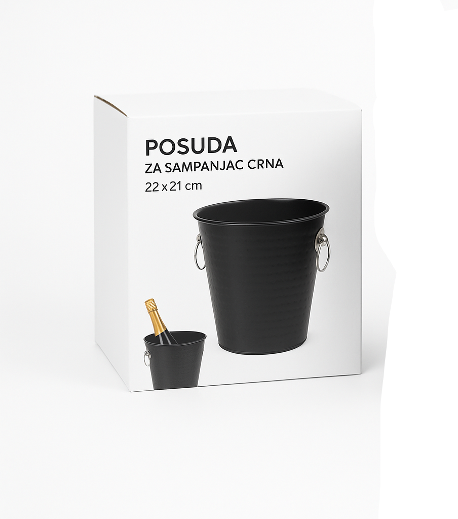 Crna metalna posuda sa originalnim pakovanjem