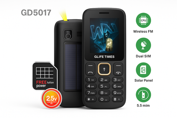 GDLIFE TIMES Mobilni Telefon GD5017 - Solarno Punjenje i Dual SIM