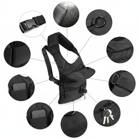 Unutrašnjost taktičke torbe - džepovi i karabiner