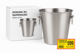 Metalna posuda za sampanjac - Srebrna elegantna kanta sa rucicama