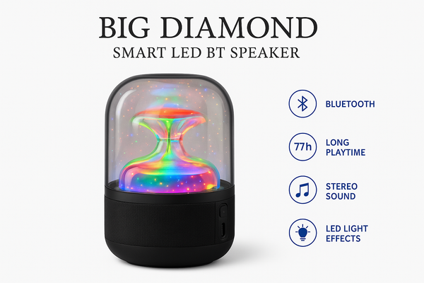 Big Diamond Smart LED Bluetooth Zvučnik - Pametni Zvučnik sa LED Osvetljenjem