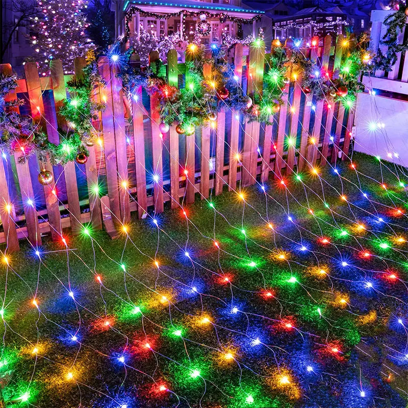 LED mreža zavesa 1,5 x 3 m – šarena, za unutra i napolje