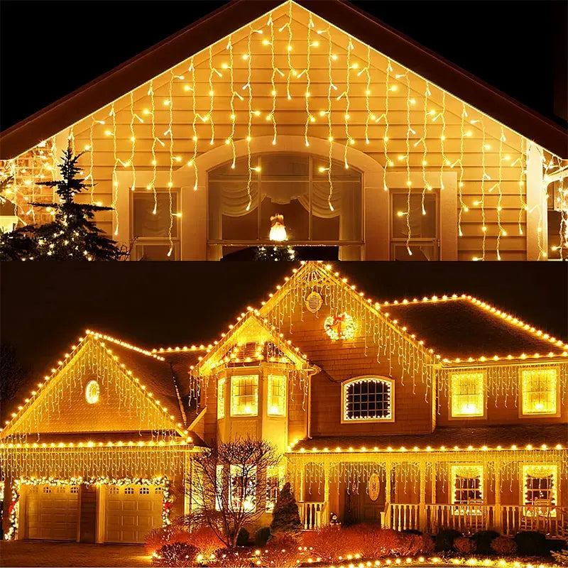 LED zavesa 6 m sa nizovima, 200 dioda – topla žuta – slika 6