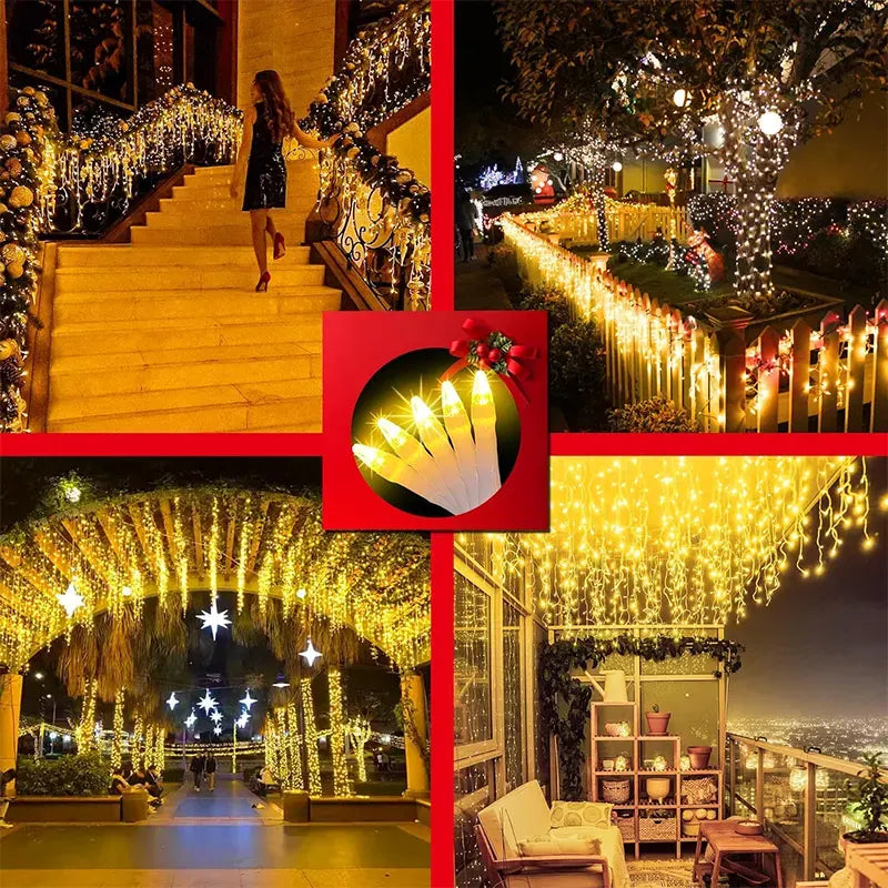 LED zavesa 6 m sa nizovima, 200 dioda – topla žuta – slika 9