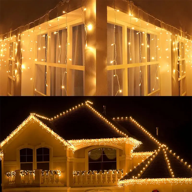 LED zavesa 6 m sa nizovima, 200 dioda – topla žuta – slika 4
