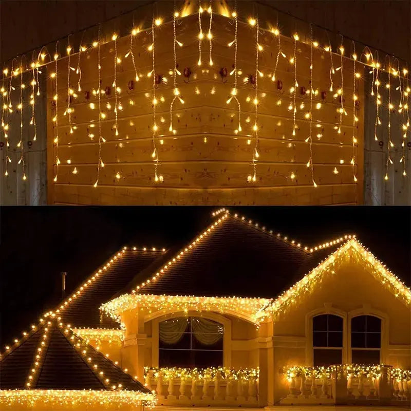 LED zavesa 6 m sa nizovima, 200 dioda – topla žuta