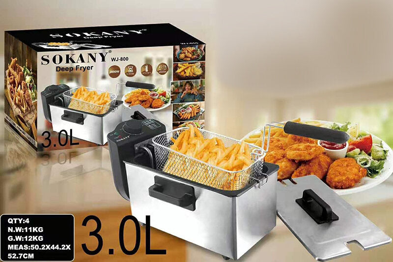 Sokany friteza WJ-800 — 2000 W, zapremina 3 L - slika 2