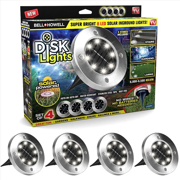 LED solarni diskovi za dvorište, set od 4 komada