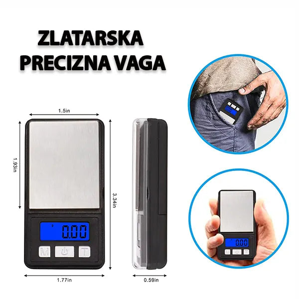 Džepna precizna vaga 0,01–200 g sa tare funkcijom – slika 2